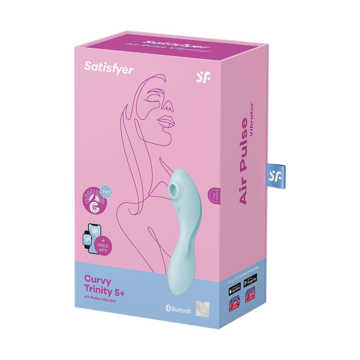 Вакуумний смарт-стимулятор із вібрацією Satisfyer Curvy Trinity 5 (Blue), керування зі смартфона