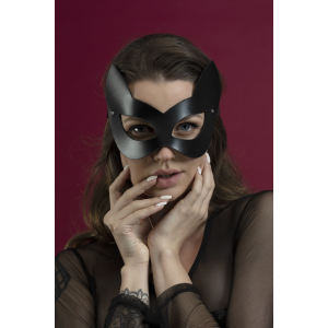 Маска кішечки Feral Feelings - Kitten Mask, натуральна шкіра, чорна