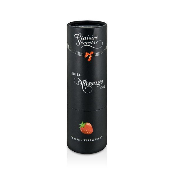 Масажна олія Plaisirs Secrets Strawberry (59 мл) з афродизіаками, їстівна, подарункове паковання