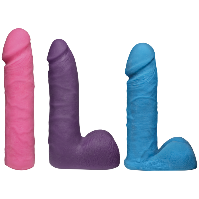 Набір для страпону Doc Johnson Vac-U-Lock Dual Density UltraSKYN Colors Set, діаметр 3х4,5 см