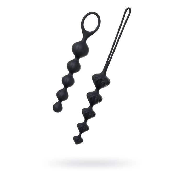 Набір анальних намистин Satisfyer Beads Black, силікон, макс. діаметр 3,3 см та 3,5 см