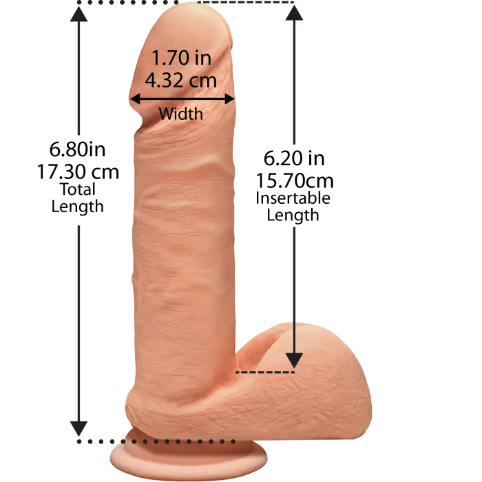 Фалоімітатор Doc Johnson The D - Perfect D - 7 Inch With Balls - ULTRASKYN, діаметр 4,5 см