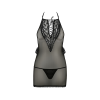 Сорочка прозора приталена Passion ERZA CHEMISE L/XL, black, трусики
