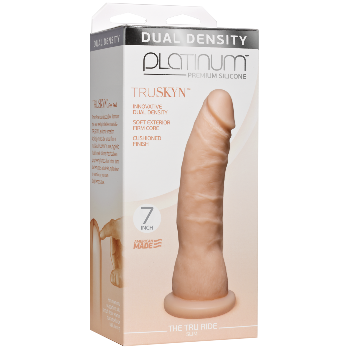 Фалоімітатор Doc Johnson Platinum TRUSKYN - The Tru Ride Slim 7 Inch, діаметр 4,4 см, двошаровий