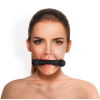 Кляп-палиця на ременях Art of Sex – Gag Stick Silicon, чорний, натуральна шкіра
