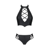 Комплект з екошкіри Passion NANCY BIKINI 6XL/7XL black, бра та трусики з імітацією шнурівки