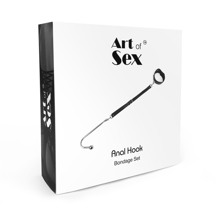 Анальний гак 1 із нашийником з натуральної шкіри Art of Sex - Anal hook, Чорний