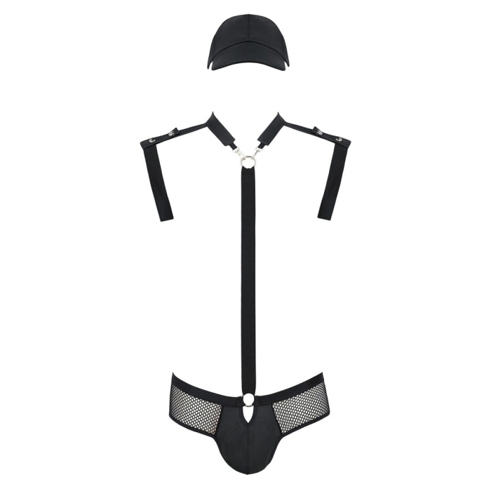 Комплект еротичної чоловічої білизни Passion 038 JOHN SET L/XL Black, боді, кепка