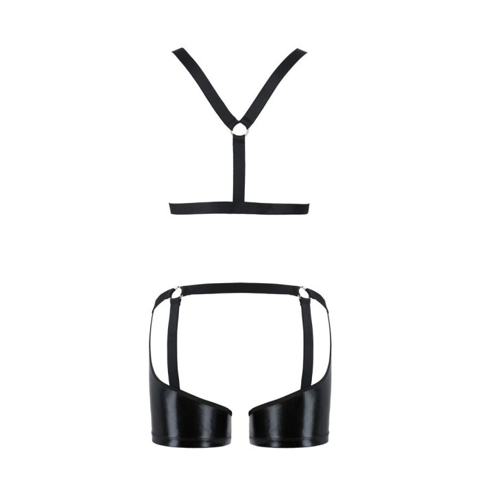 Комплект еротичної чоловічої білизни Passion 047 SET JOHN XXL/XXXL Black, труси, портупея