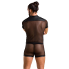Комплект сітчастої чоловічої білизни Passion 052 SET MICHAEL 2XL/3XL black сорочка, боксери заклепки