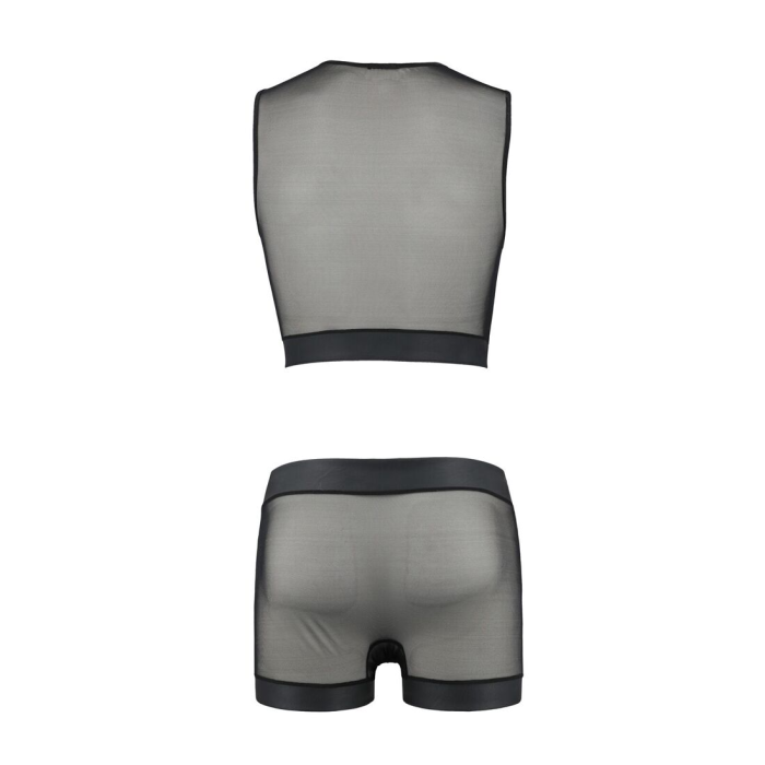 Комплект чоловічої білизни на шнурівці Passion 053 SET WILLIAM L/XL Black, жилет, боксери