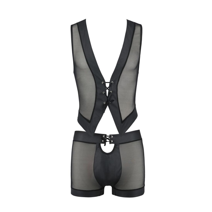 Комплект чоловічої білизни на шнурівці Passion 053 SET WILLIAM XXL/XXXL Black, жилет, боксери
