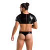 Комплект чоловічої білизни під латекс Passion 057 SET PETER L/XL Black, кроп-топ, стринги