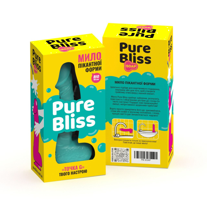 Мило у формі пеніса Pure Bliss BIG Turquoise, крафтове мило-член, натуральне