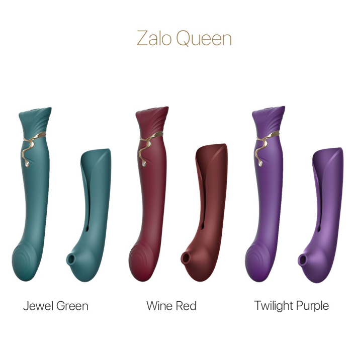 Смартвібратор 3в1 Zalo — Queen Set Jewel Green, пульсівна перлина та вакуум, кристал Swarovski