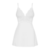 Сатиновий пеньюар з мереживом Obsessive 810-BAB-2 babydoll & thong L/XL, білий, пеньюар, танга