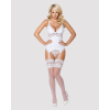 Сатиновий мереживний корсет Obsessive 810-COR-2 babydoll & thong L/XL, білий, корсет, танга