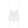 Сатиновий мереживний корсет Obsessive 810-COR-2 babydoll & thong L/XL, білий, корсет, танга