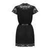 Сатиновий відкритий пеньюар на поясі Obsessive 810-PEI–1 peignoir black 2XL/3XL, чорний
