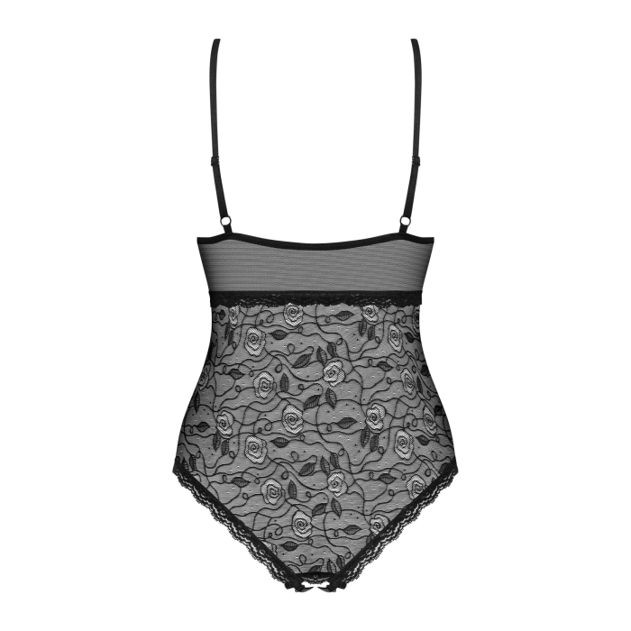 Мереживне боді з доступом Obsessive 818-TED-1 teddy L/XL, чорне