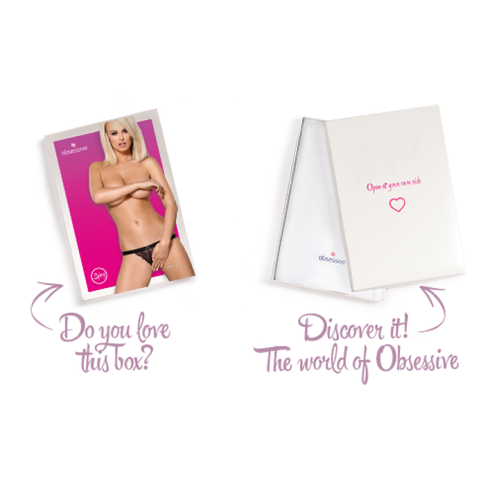 Мереживні танги з доступом Obsessive 828-THC-1 crotchless thong S/M, чорні