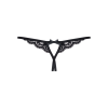 Мереживні танги з двома отворами Obsessive 831-THC-1 crotchless thong S/M, чорні, бантики