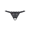 Мереживні танги з двома отворами Obsessive 831-THC-1 crotchless thongL/XL, чорні, бантики