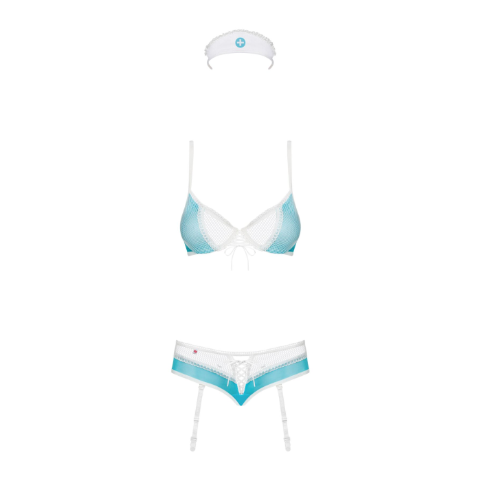 Еротичний костюм медсестри Obsessive 834-CST-6 L/XL, біло-блакитний