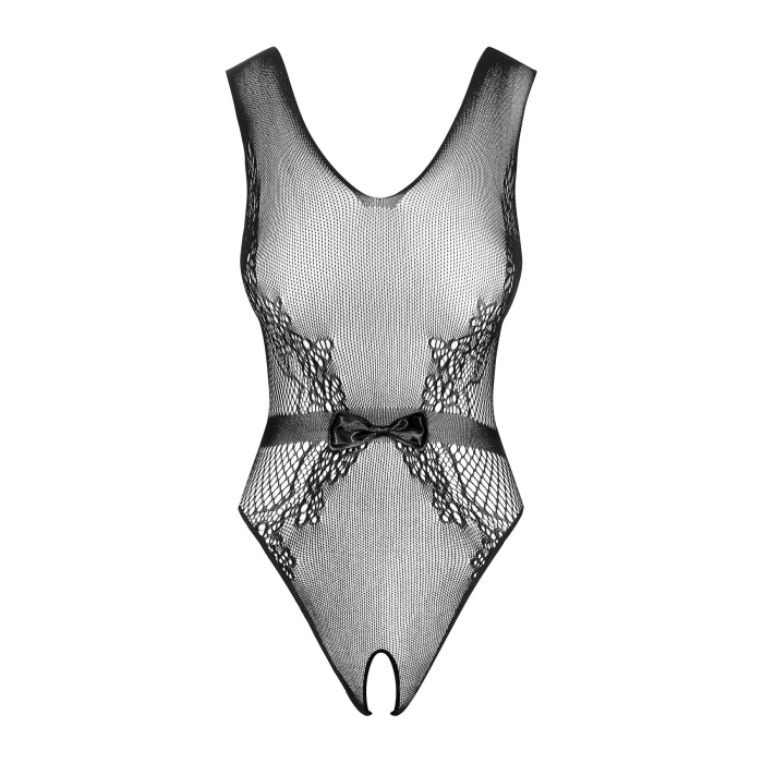 Сітчастий бодістокінг з доступом Obsessive B115 teddy S/M/L, чорний