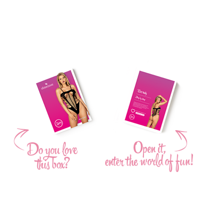 Бодістокінг із поперечними вирізами Obsessive B122 teddy S/M/L, чорний