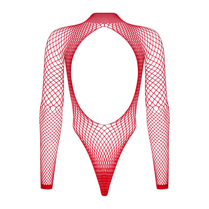 Сітчастий бодістокінг із довгим рукавом Obsessive B126 teddy red S/M/L, червоний