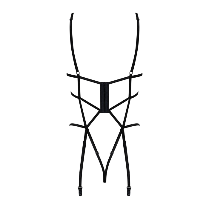 Боді зі стреп із доступом Obsessive Badossa crotchless teddy L/XL, чорний