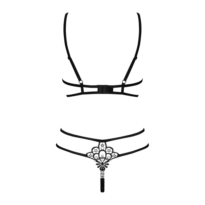 Еротичний комплект зі стреп Obsessive Badossa 2-pcs set L/XL, чорний, з доступом