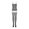 Бодістокінг Obsessive Bodystocking F235 S/M/L, тонкі підв’язки, ніжний декор, сіточка