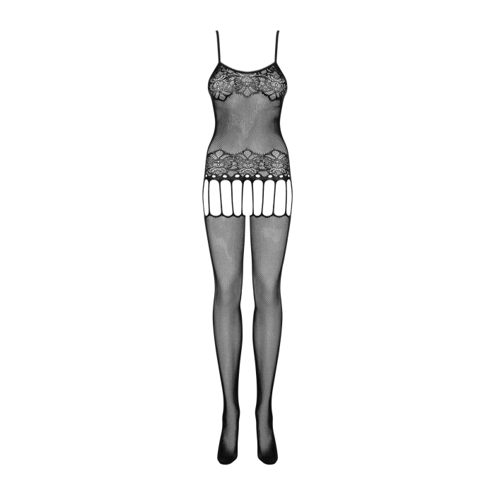 Бодістокінг Obsessive Bodystocking F235 S/M/L, тонкі підв’язки, ніжний декор, сіточка