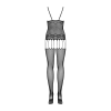 Бодістокінг Obsessive Bodystocking F235 S/M/L, тонкі підв’язки, ніжний декор, сіточка