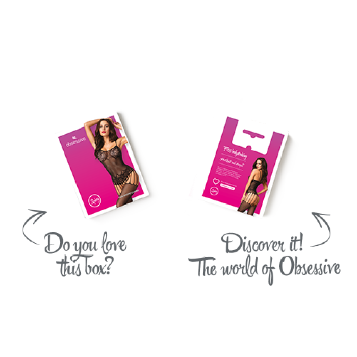 Бодістокінг Obsessive Bodystocking F235 S/M/L, тонкі підв’язки, ніжний декор, сіточка