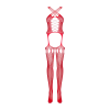 Бодістокінг Obsessive Bodystocking G313 S/M/L red, шнурівка, геометричний декор