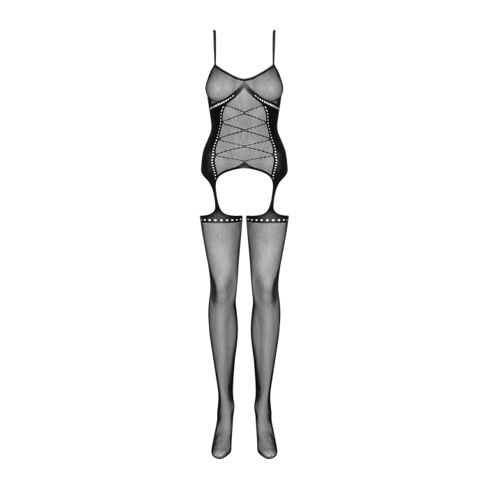 Бодістокінг Obsessive Bodystocking G314 S/M/L, імітація корсета та корсетної шнурівки