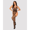 Ажурний бодістокінг під павутину Obsessive Bodystocking G325 black S/M/L, чорний, комбінезон