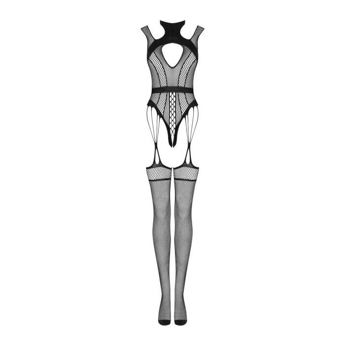 Ажурний бодістокінг з отворами Obsessive Bodystocking G327 black S/M/L, комбінезон, з доступом