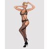 Сітчастий бодістокінг з імітацією топа, пояса та панчохи Obsessive Bodystocking N108 S/M/L, чорний