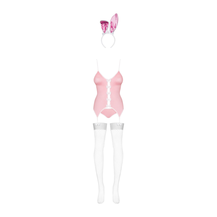 Еротичний костюм зайчика Obsessive Bunny suit 4 pcs costume pink S/M, рожевий, топ з підв’язками