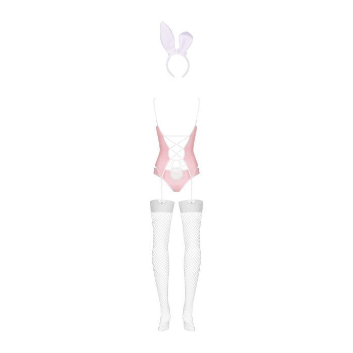 Еротичний костюм зайчика Obsessive Bunny suit 4 pcs costume pink S/M, рожевий, топ з підв’язками