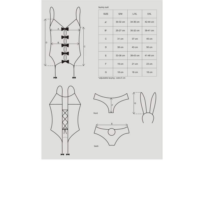 Еротичний костюм зайчика Obsessive Bunny suit 4 pcs costume pink S/M, рожевий, топ з підв’язками
