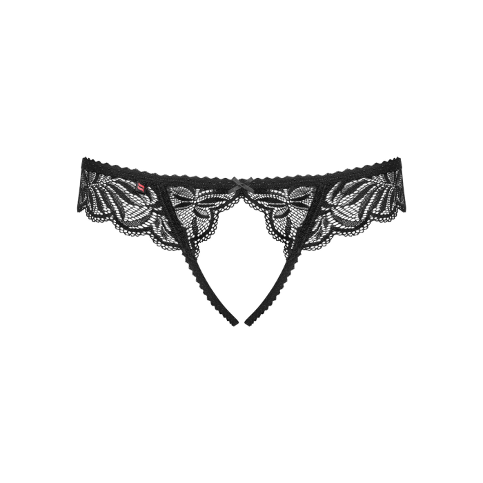 Мереживні танга з доступом Obsessive Contica crothchles thong L/XL, чорні