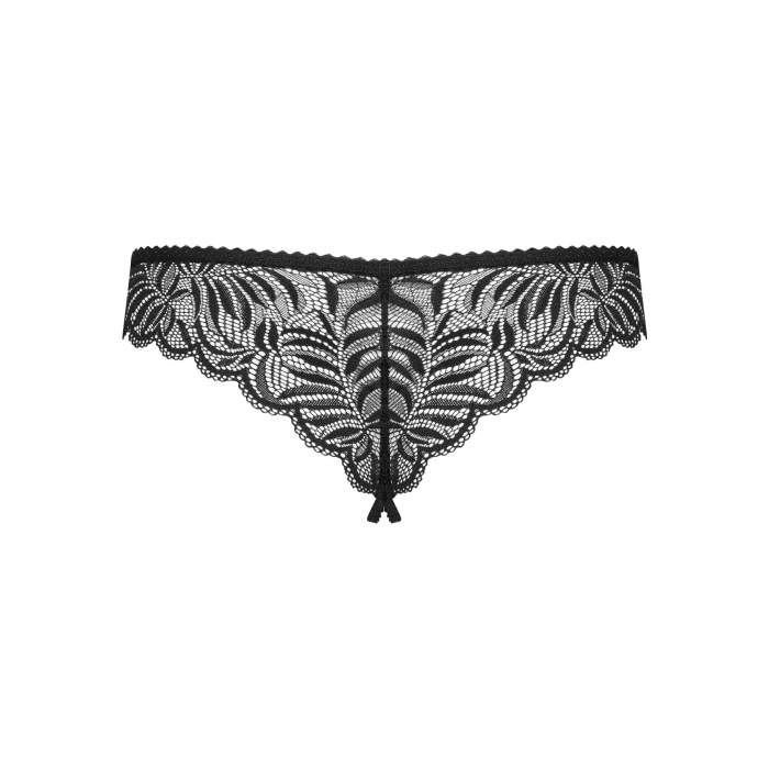Мереживні танга з доступом Obsessive Contica crothchles thong L/XL, чорні