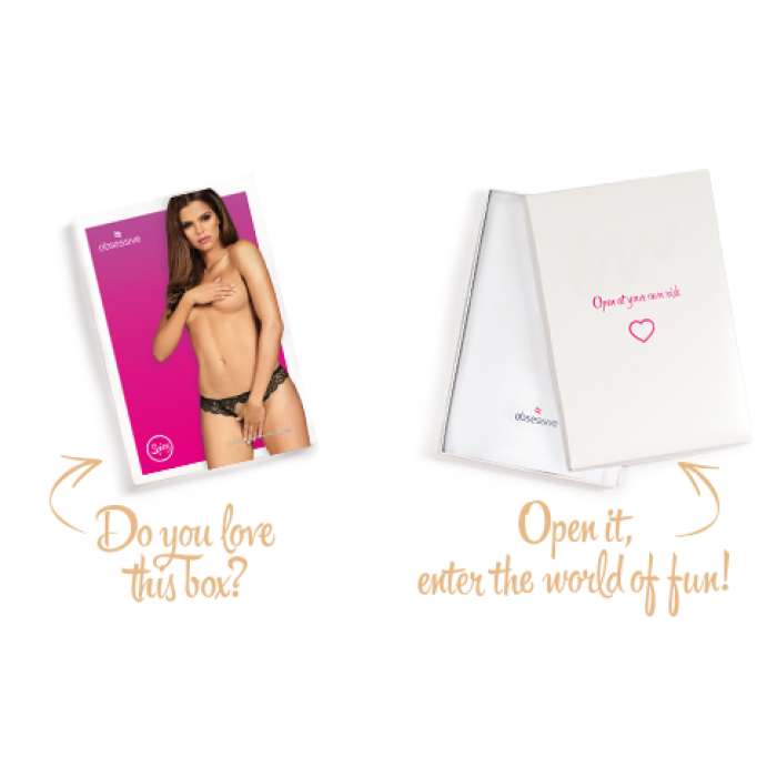 Мереживні танга з доступом Obsessive Contica crothchles thong L/XL, чорні