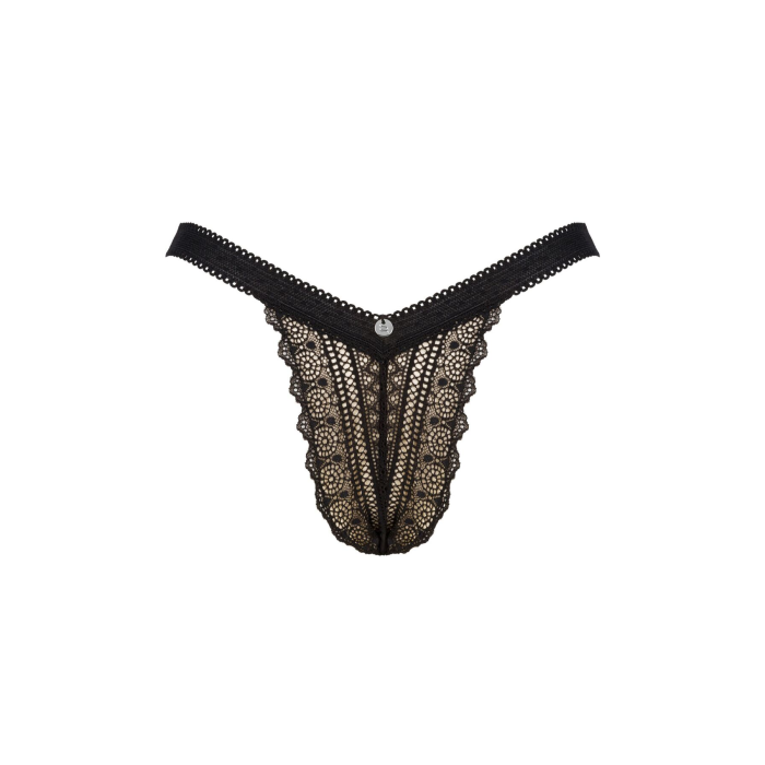 Мереживні трусики із заниженою талією Obsessive Estiqua panties M/L, чорні