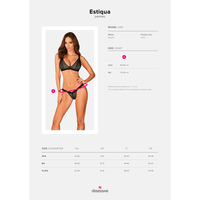 Мереживні трусики із заниженою талією Obsessive Estiqua panties M/L, чорні